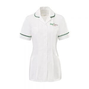 First Option Healthcare Women's uniform which is a tunic